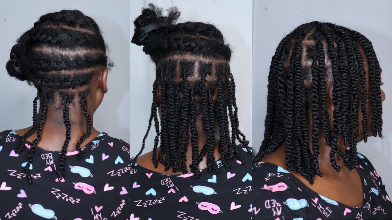 Natural hair: medium size twists row by row (easy to follow)