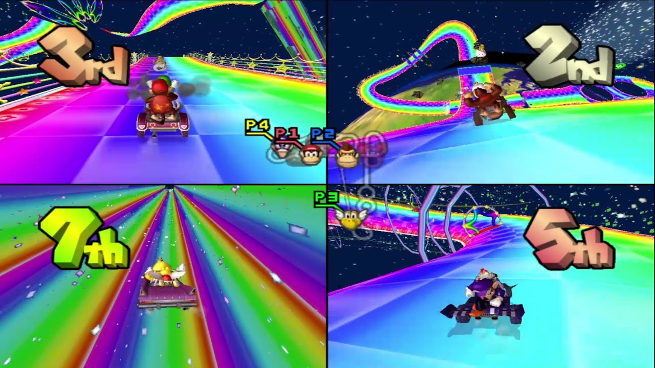 Mario Kart Double Dash Custom Tracks 4 Players - Luigi Vs King Boo Vs Wario Vs Waluigi