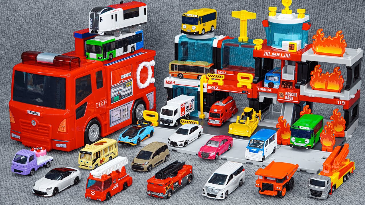 トミカ 変形消防車玩具コレクションTomica Transforming Fire Truck Toy Collection Playset ASMR Satisfying with Unboxing