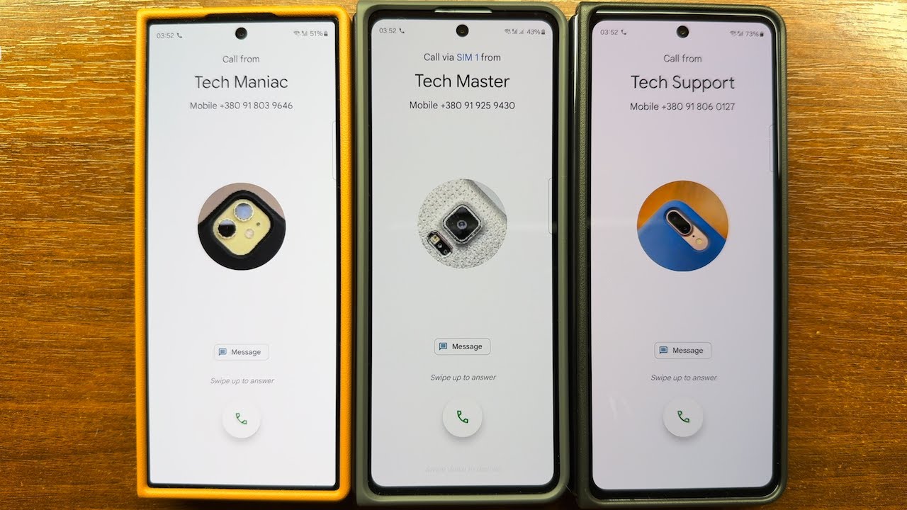 Samsung Z Fold 6 vs Z Fold 5 vs Z Fold 4 Google Dialer Incoming Call Folded & Unfolded, Leather Case