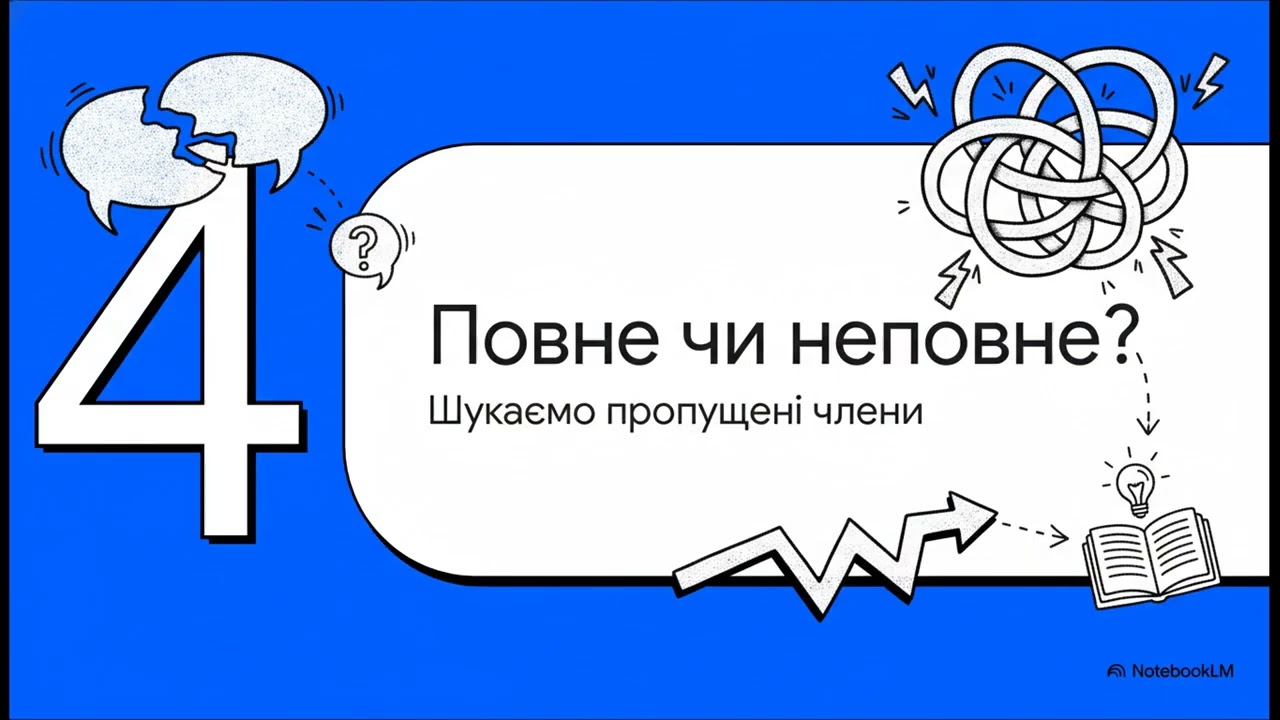 Односкладні та неповні речення. Повторення. Українська мова. 8 клас.