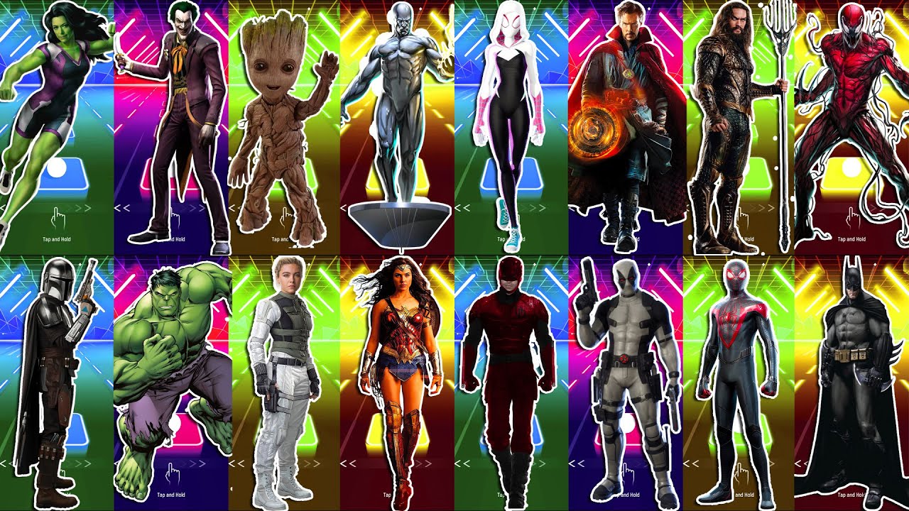 SUPER HEROES 🆚 MEGAMIX 🆚 ALL HEROES | Tiles Hop SuperHero