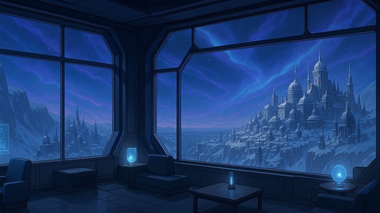 working late above the blue violet skyline 🌌✨ | space lofi