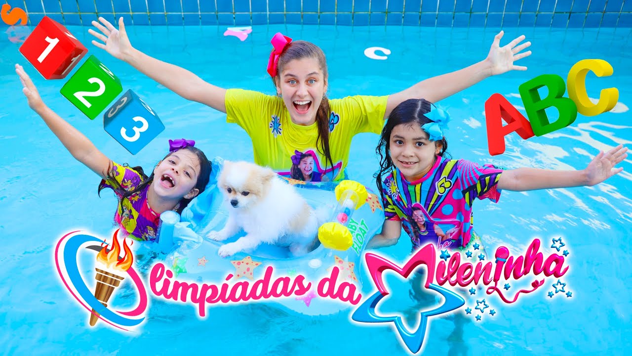 BRINCADEIRAS NA PISCINA PARA CRIANÇAS🏅 Olimpíadas da Mileninha para Brincar e Aprender