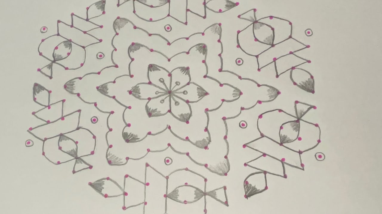 17-9 dots very Simple rangoli design 🌺 Big and Simple rangoli design 