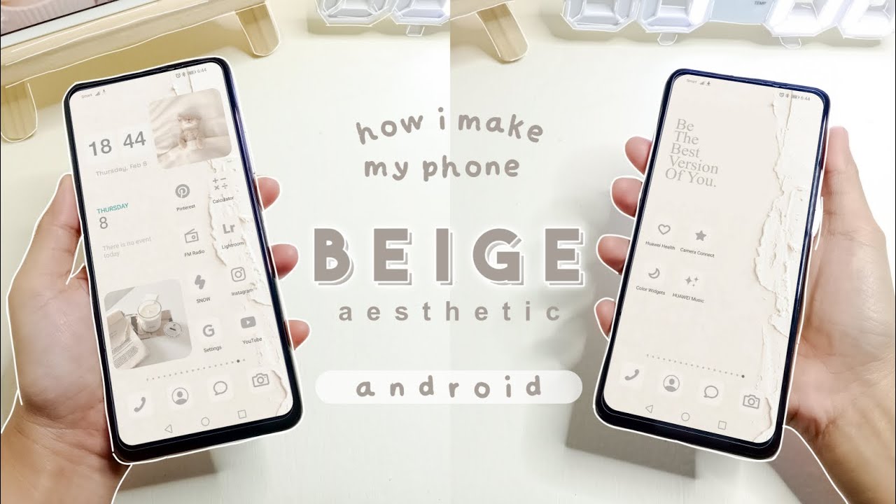 🥐 make your homescreen aesthetic - beige theme neutral theme cute theme | android phone