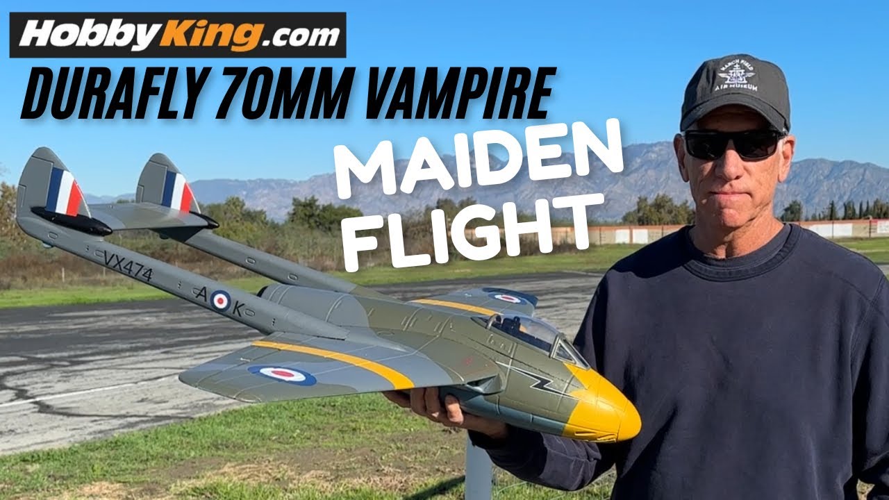 Первый полет Durafly DH 100 Vampire от Hobbyking