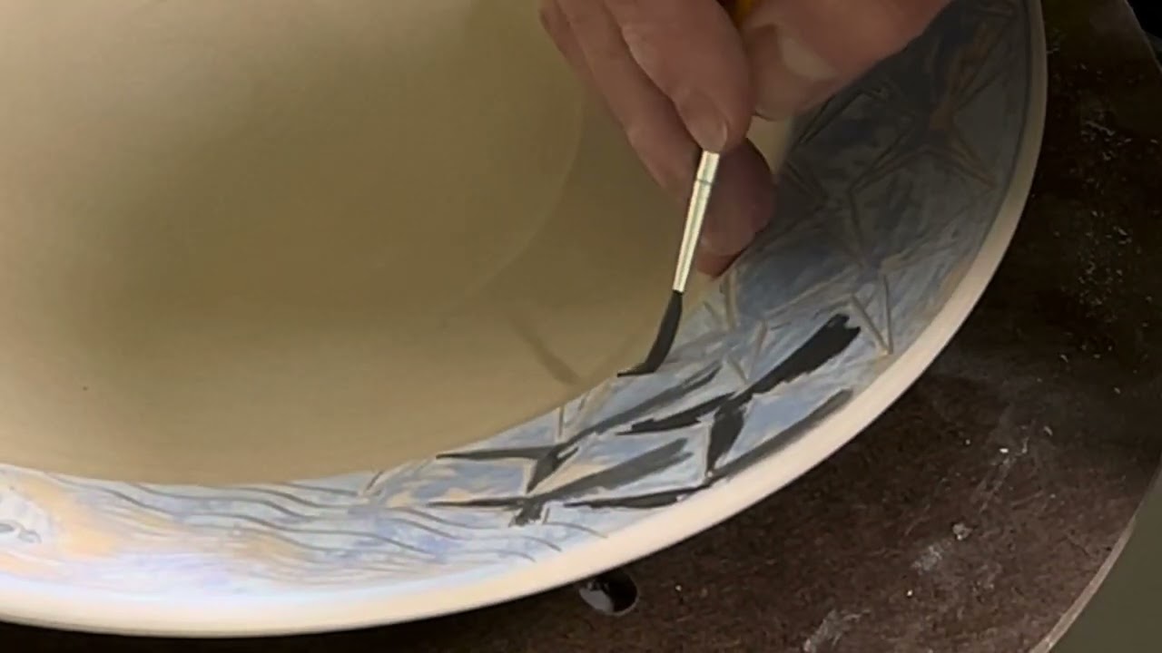 Sgraffito a Tessellation Design on a Pottery Plate. Part 2 of 2.