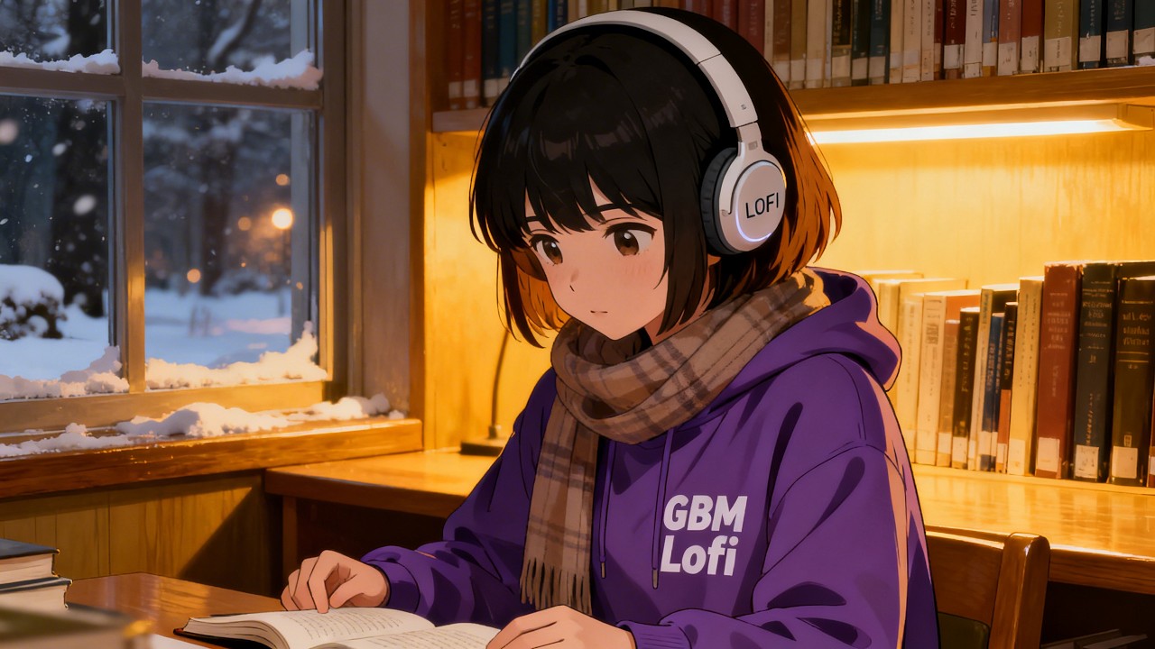 Cozy Library Lofi 📚 Calm Winter Study Beats for Focus & Relaxation