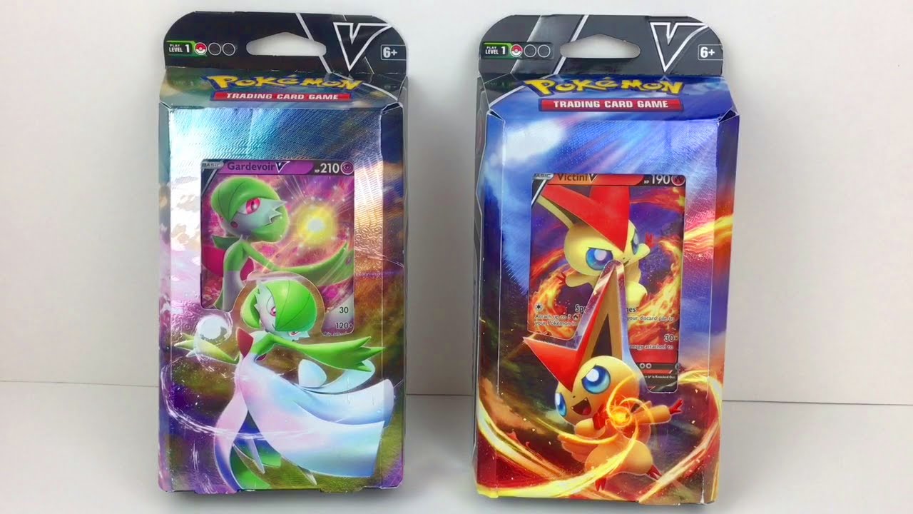 Pokemon TCG V Battle Decks Gardevoir V & Victini V Theme Deck Sword and Shield Card Sets Unboxing