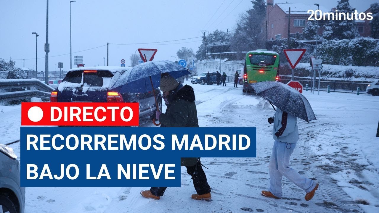 Nieve en Madrid, en directo | Recorremos la capital mientras nieva por la borrasca Kristin