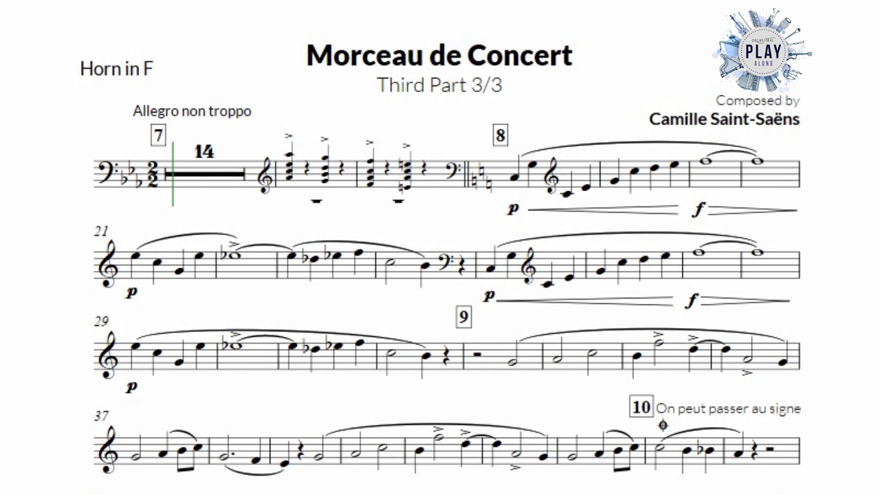FREE Play-Along for HORN: MORCEAU DE CONCERT (3/3) 🎶📲📯👏 (no metronome in description)