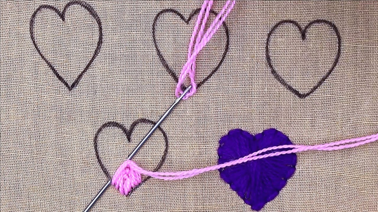 love embroidery | Hand Embroidery | 5 Different Stitches of Heart Shape | Love Shape