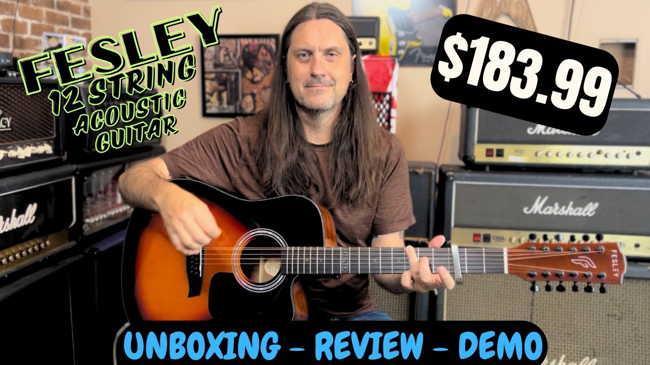 Fesley FDET 280C12 - 12 String Acoustic Guitar -Unbox And Review - Only $183.99!