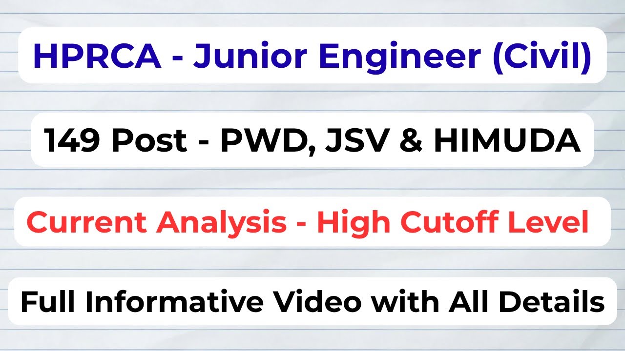 HPRCA JE (Civil) || 149 Post - PWD, JSV & HIMUDA || Safe Score Analysis || Let&rsquo;s Study ||