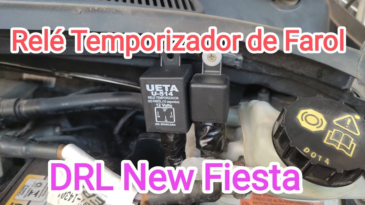 Instalando Relé Temporizador de Farol (relé de farol automático) no DRL do New Fiesta