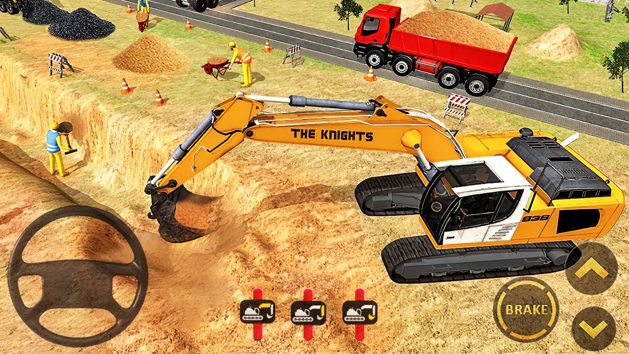 Excavator Loading Sand Into Dump Truck - Construction Machines Transport Driving - Android Gameplay