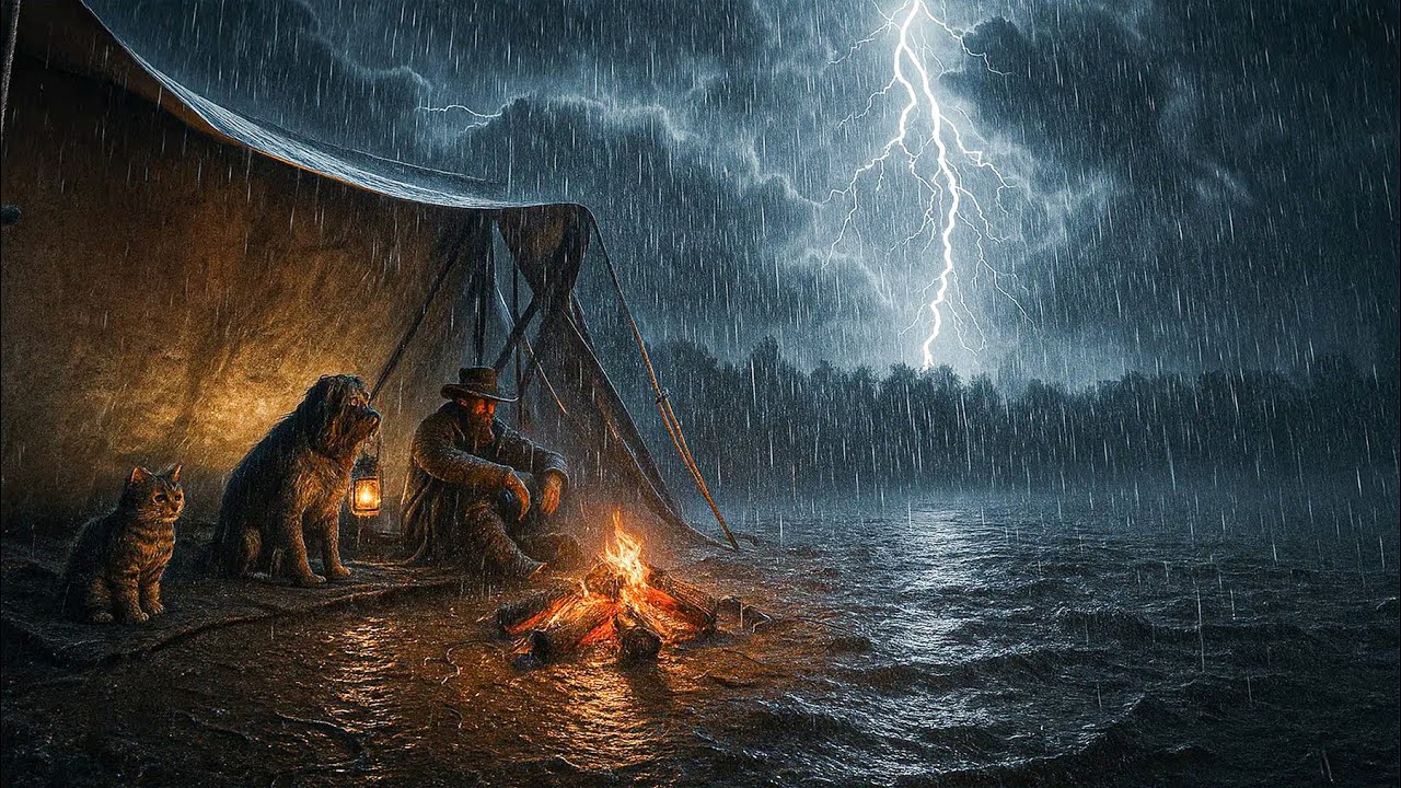 Camping in Heavy Rain with My Pets | RDR2 ASMR Rain