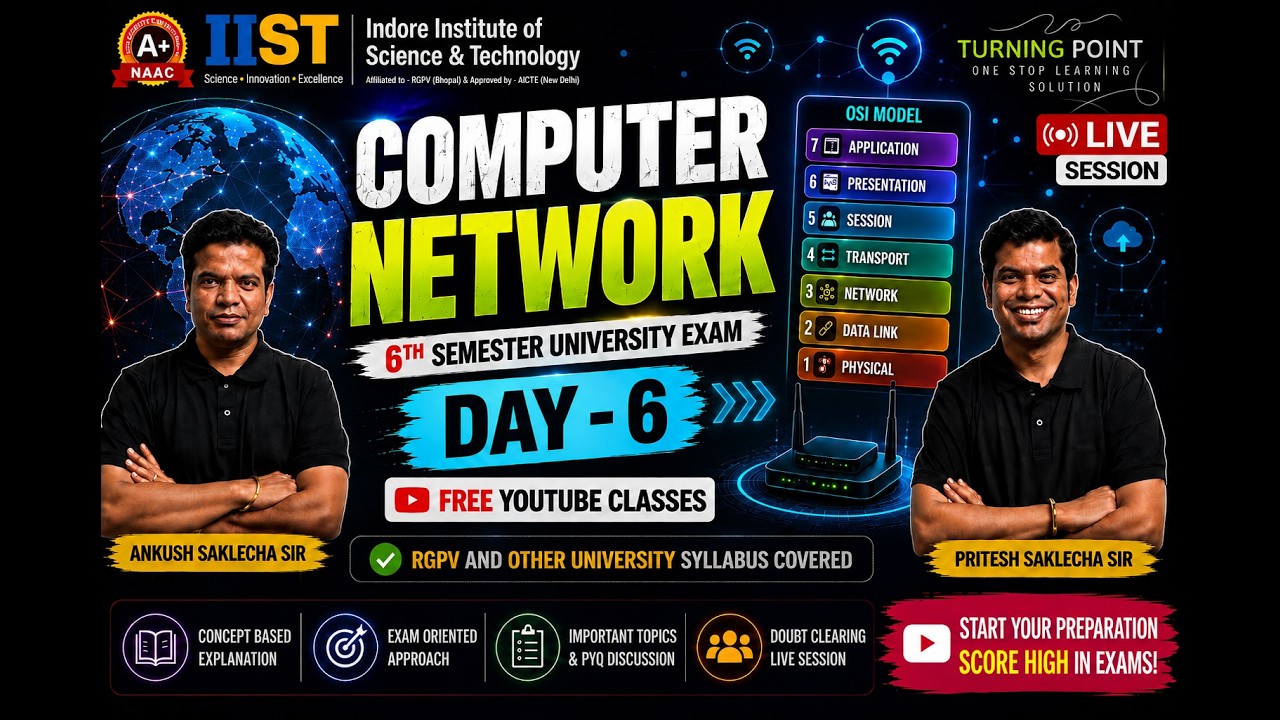 DAY 6 | Computer Network | Semester Exam | Free YouTube Series | Complete Course | RGPV and others