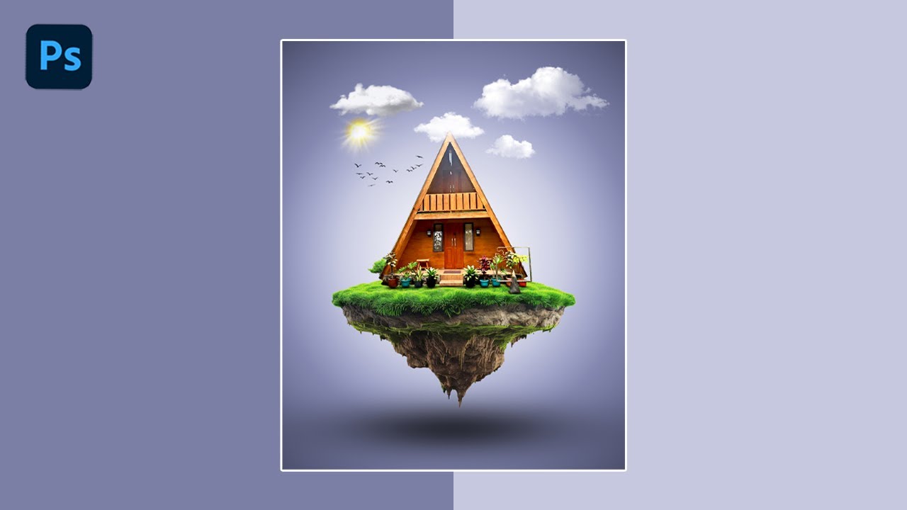 Floating House - Photo Manipulation - Adobe Photoshop - Tutorial