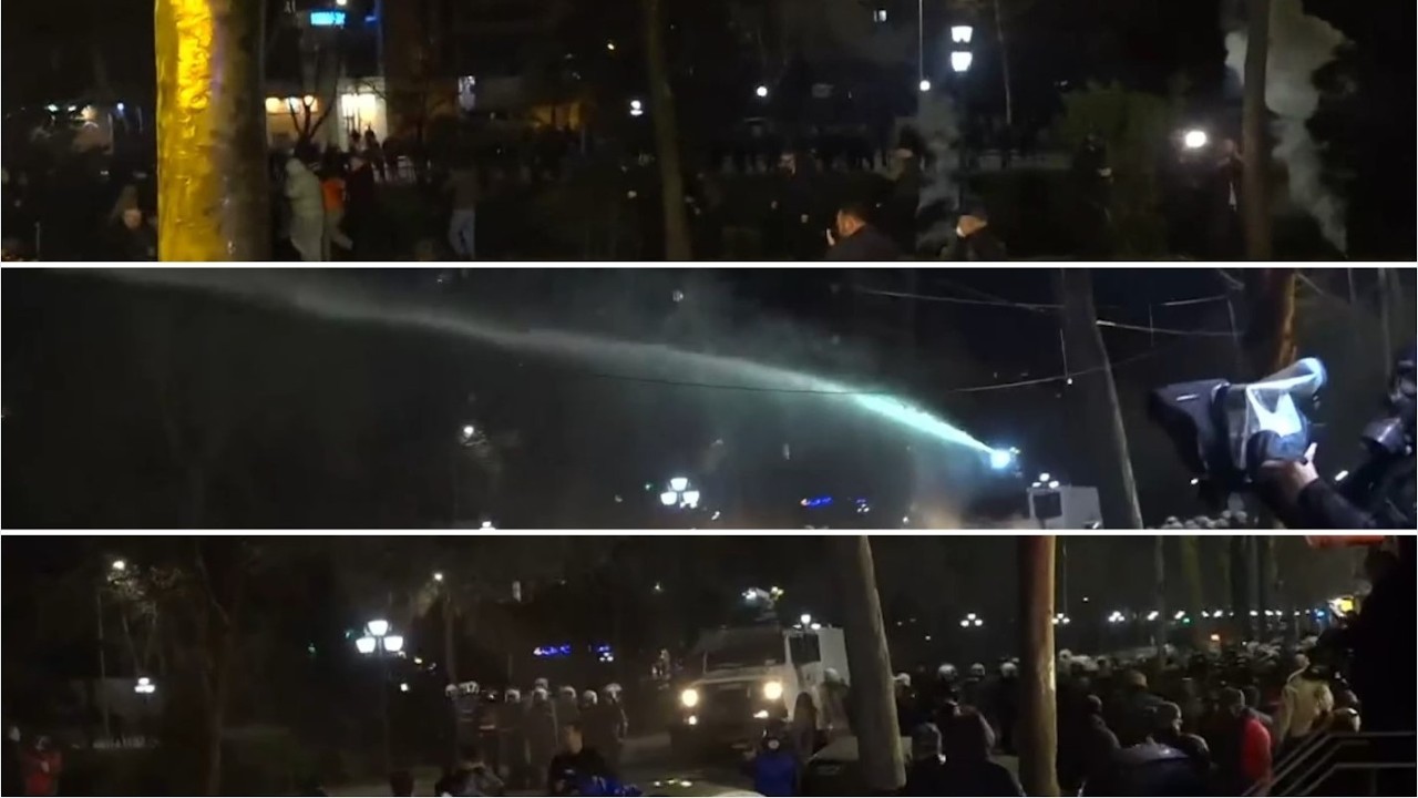 Policia nuk lëviz, hidhet ujë me presion ndaj protestuesve/ Kaos dhe rrëmujë para Drejtorisë