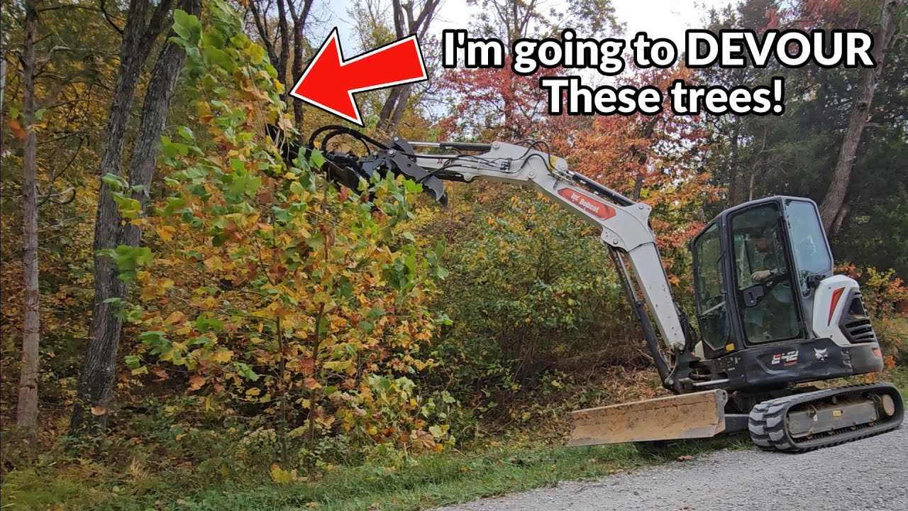 Mini Excavator Conquers 15' Jungle with HD Brush Cutter