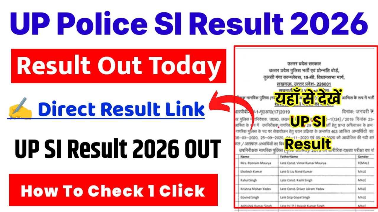 UP SI Result 2026 🔴 UP Police SI Result 2026 Kaise Dekhe | How To Check UP Police SI Result 2026