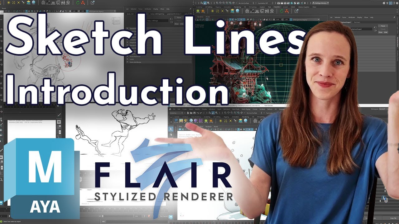 Sketch Lines in 4 min - Introduction to Sketch Lines in Flair for Maya - Stylized Rendering
