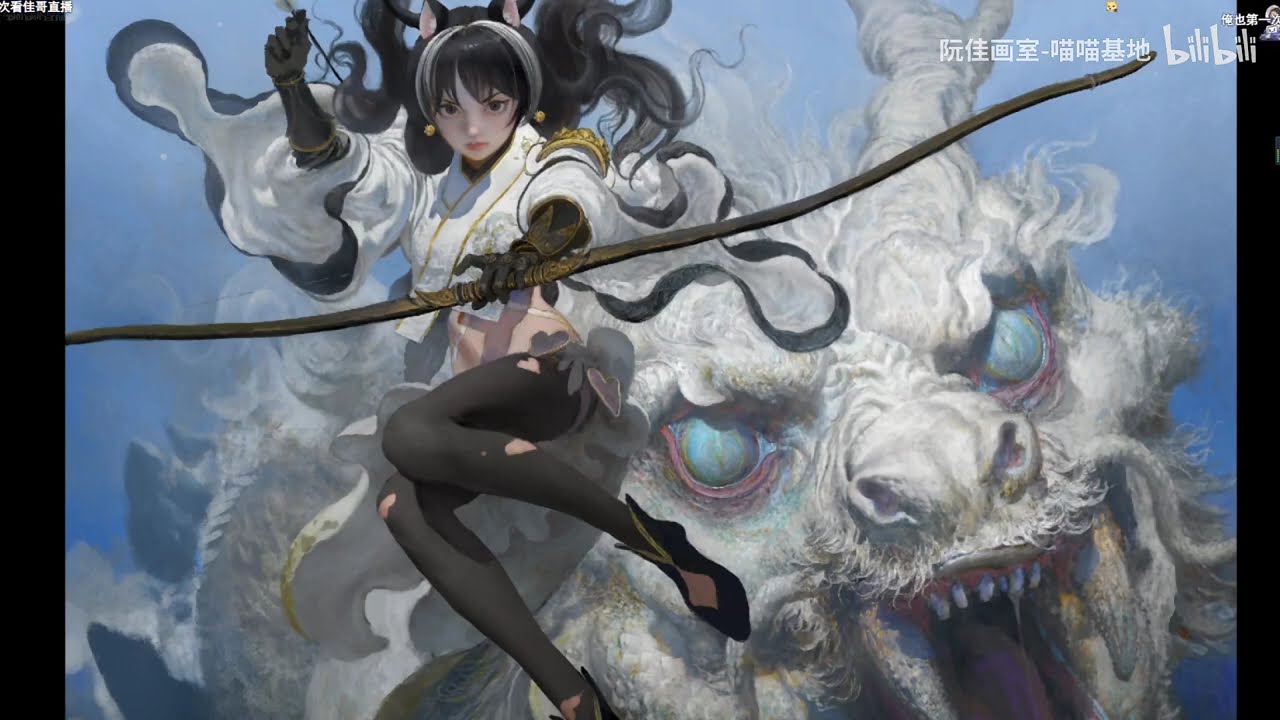 Ruan Jia 阮佳 live painting progress 1 2024