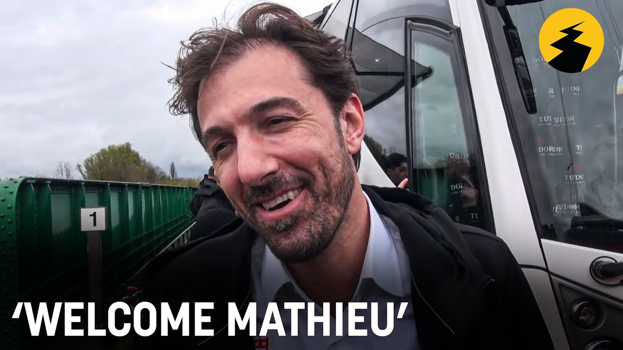 Fabian Cancellara welcomes Mathieu van der Poel to the club after his third win at Tour of Flanders