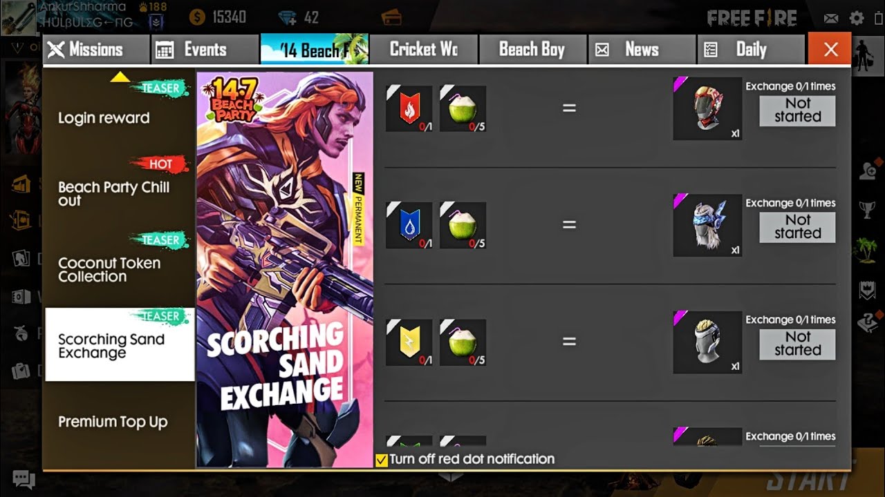 Coconut Token Collection, Scorching Sand Exchange & Booyah Report || Free Fire Latest Updates