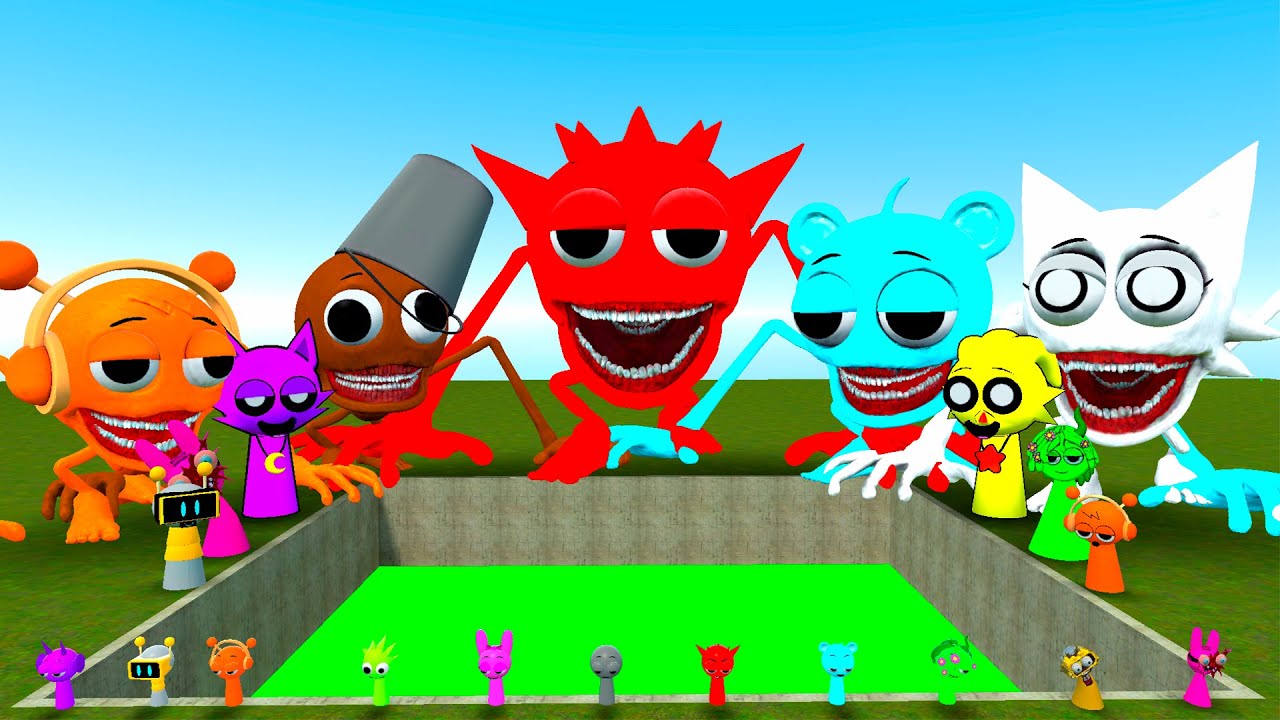 NEW TOXIC PIT SPRUNKI TAPES FAMILY SMILLING CRITTERS HORROR MONSTERS SPARTAN KICKING in Garry's Mod!