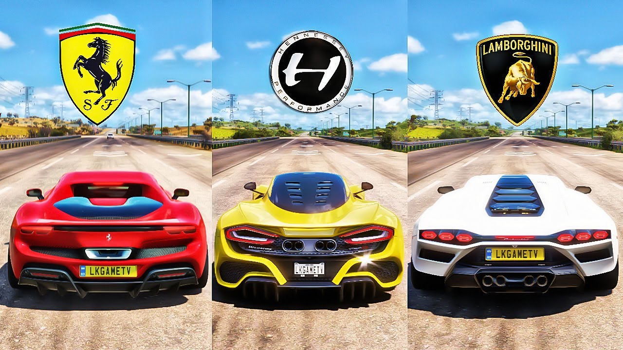 FH5 DRAG RACE! COUNTACH Vs VENOM F5 Vs FERRARI 296 GTB