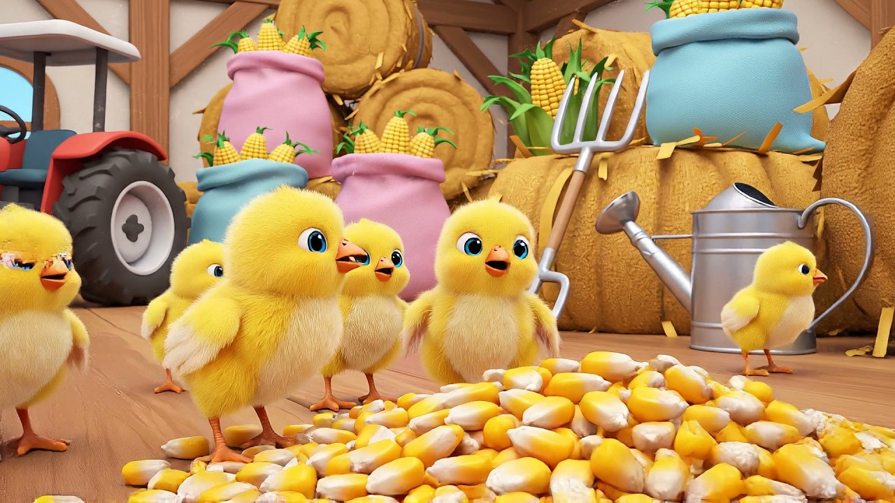Цыплята прячутся в кукурузном сарае 🐥🌽