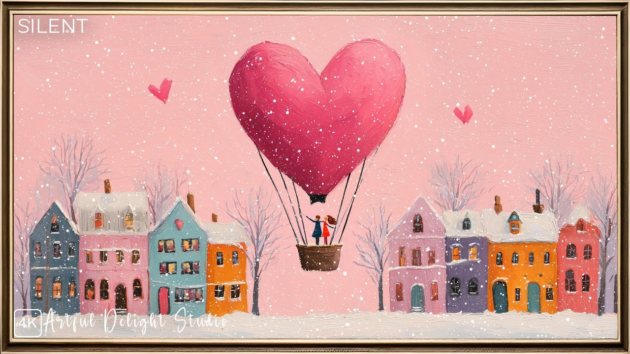 Heart Shaped Hot Air Balloons | Frame TV Art 4K | TV Screensaver | Gold Frame | Silent