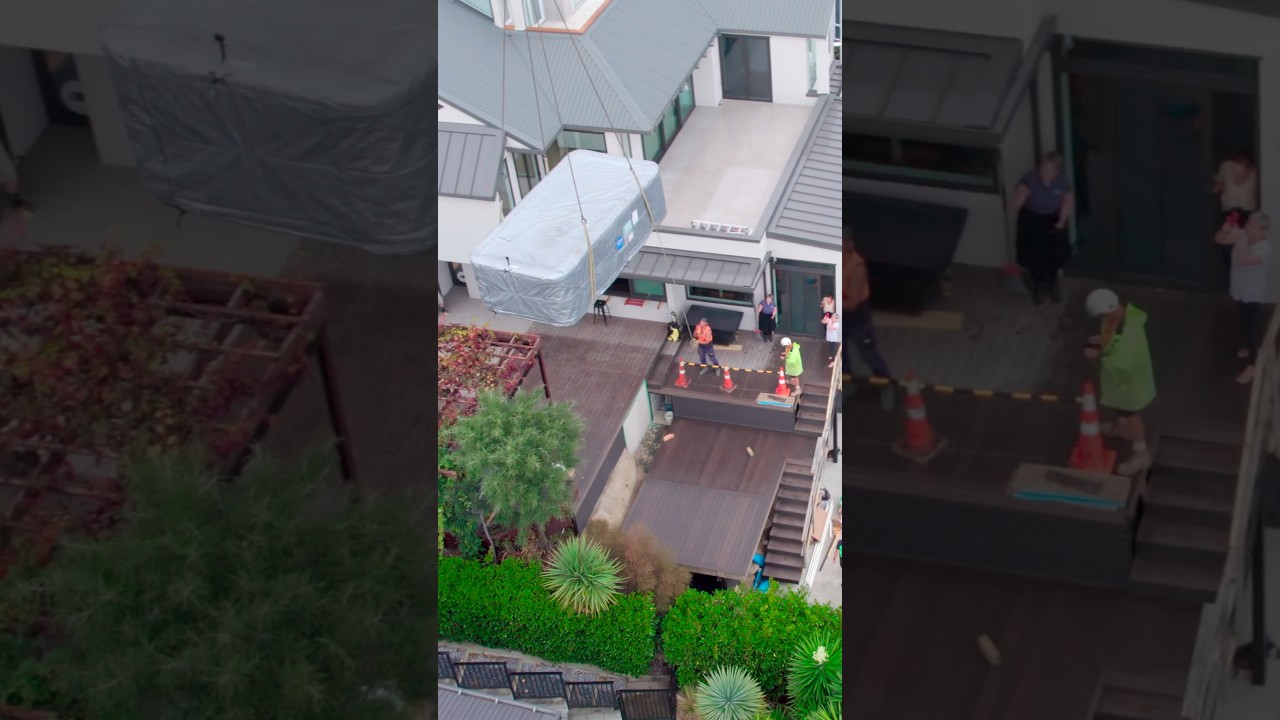 Unbelievable! Swim Spa Delivered on a Steep Hill by Crane #shorts