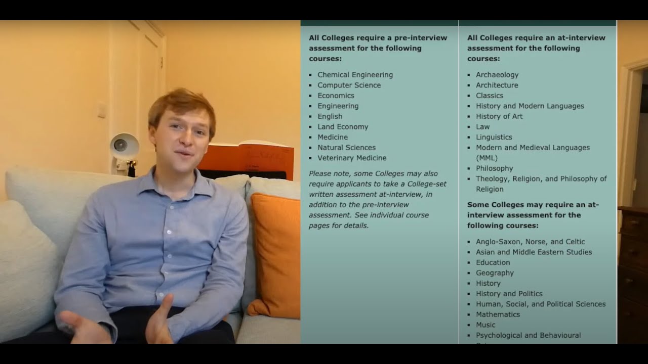 Cambridge Admissions Tests, by our Admissions Tutor