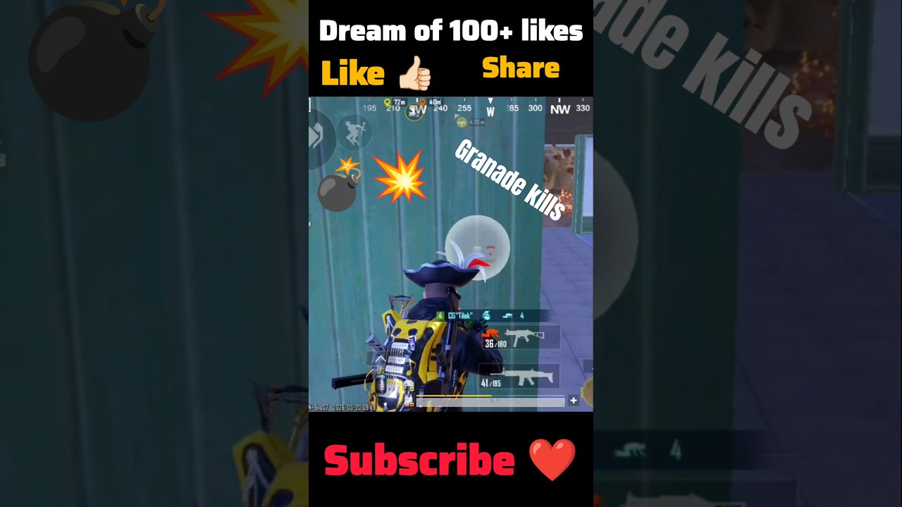 BGMI Granade kills😎.  #shorts #trendingshorts #viralshorts #bgmi #pubg #freefire  #gaming #dublagem