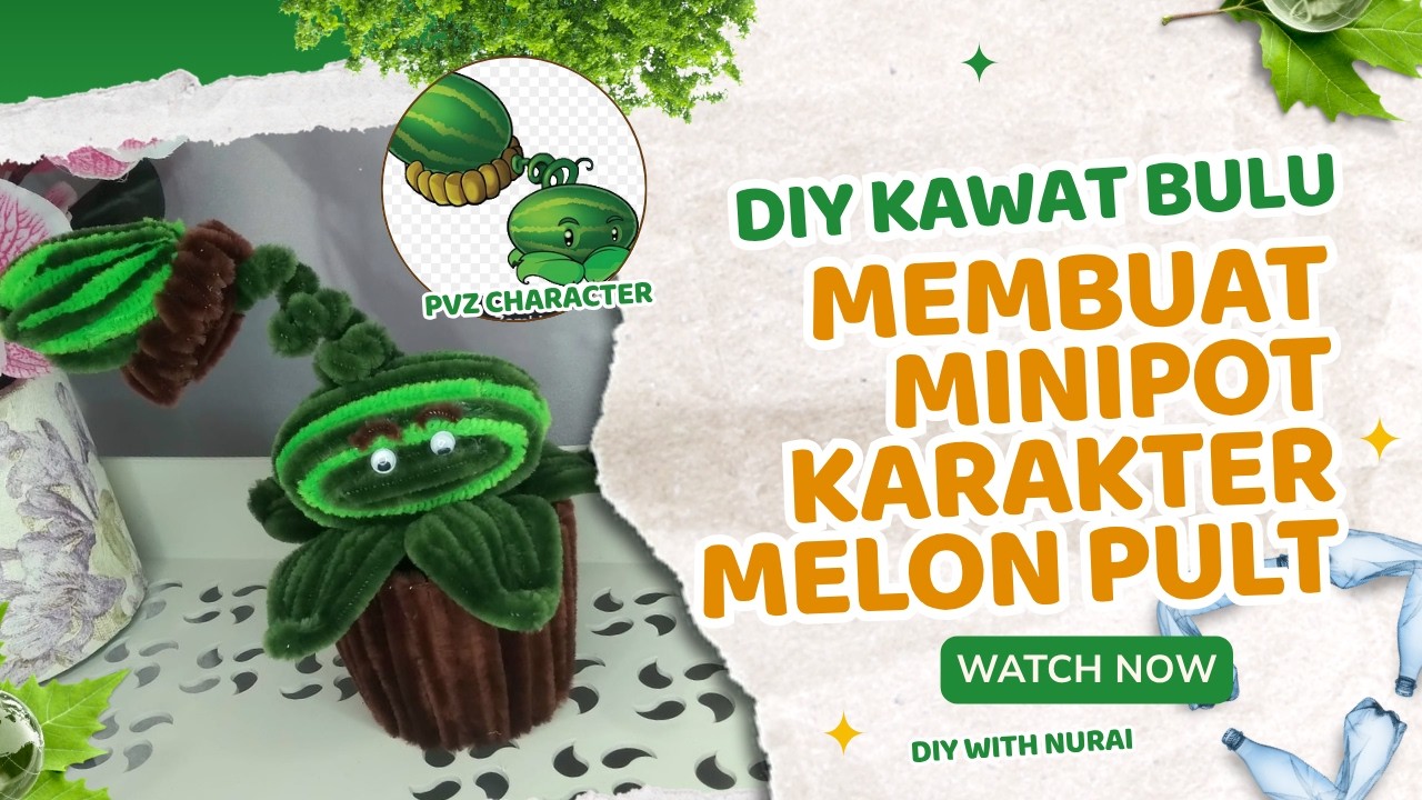 DIY Minipot Plant Vs Zombie Character Melon Pult |  | DIY Mini Fuzzy Wire Flower Pot