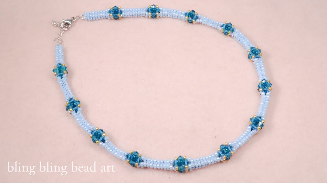 آموزش گردنبند شیک و ظریف با ۱ سایز منجوق و کریستال Beaded necklace tutorials easy and elegant