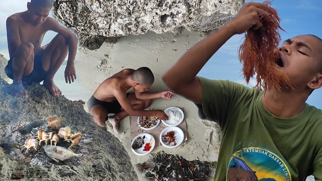 Kelaparan Saat Berburu, Bocah ini Langsung eksekusi Hasil buruannya, DiSantap Diatas Pasir Putih