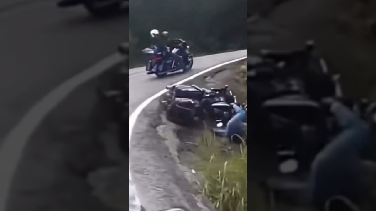 Harley Fail falls off the Road! #harleydavidson #fail