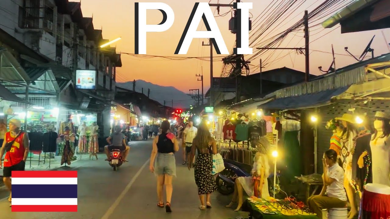 🇹🇭 [4K] NIGHTLIFE PAI, Thailand (Walking Video) - Chiang Mai - Street Food - Night Market - 2023