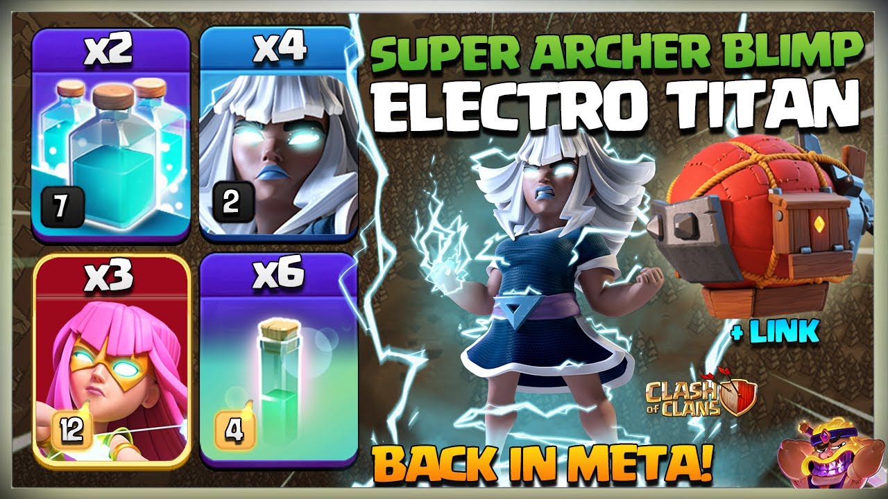 After Update! Th14 ELECTRO TITAN ATTACK Strategy | Th14 Super Archer Blimp Electro Titan Attack coc