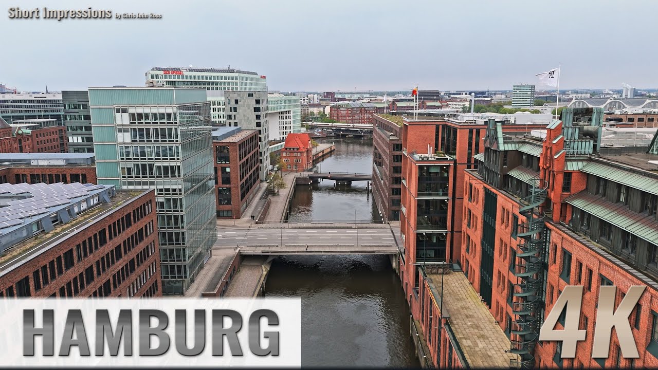Hamburg, Germany: HafenCity - Brooktorhafen, Brooktorpromenade, Shanghaibr&uuml;cke - 4K UHD - 0197