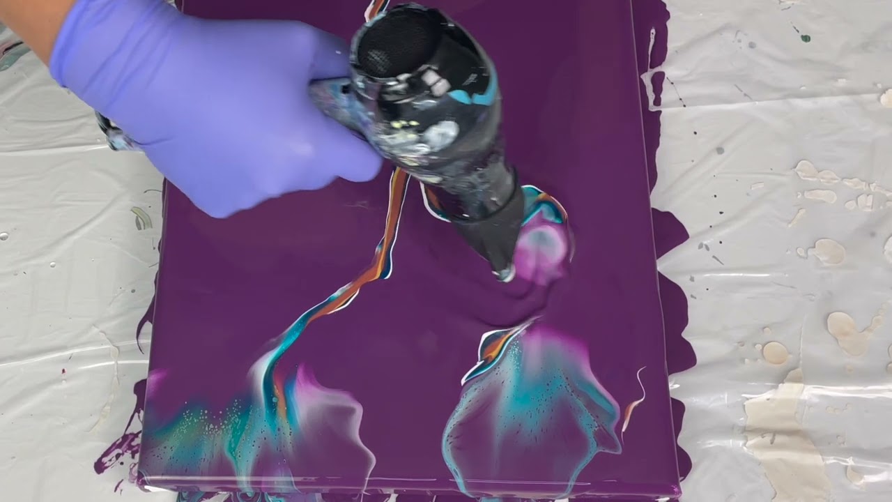 AMAZING Gradient Colors Acrylic Pouring on a Purple Background