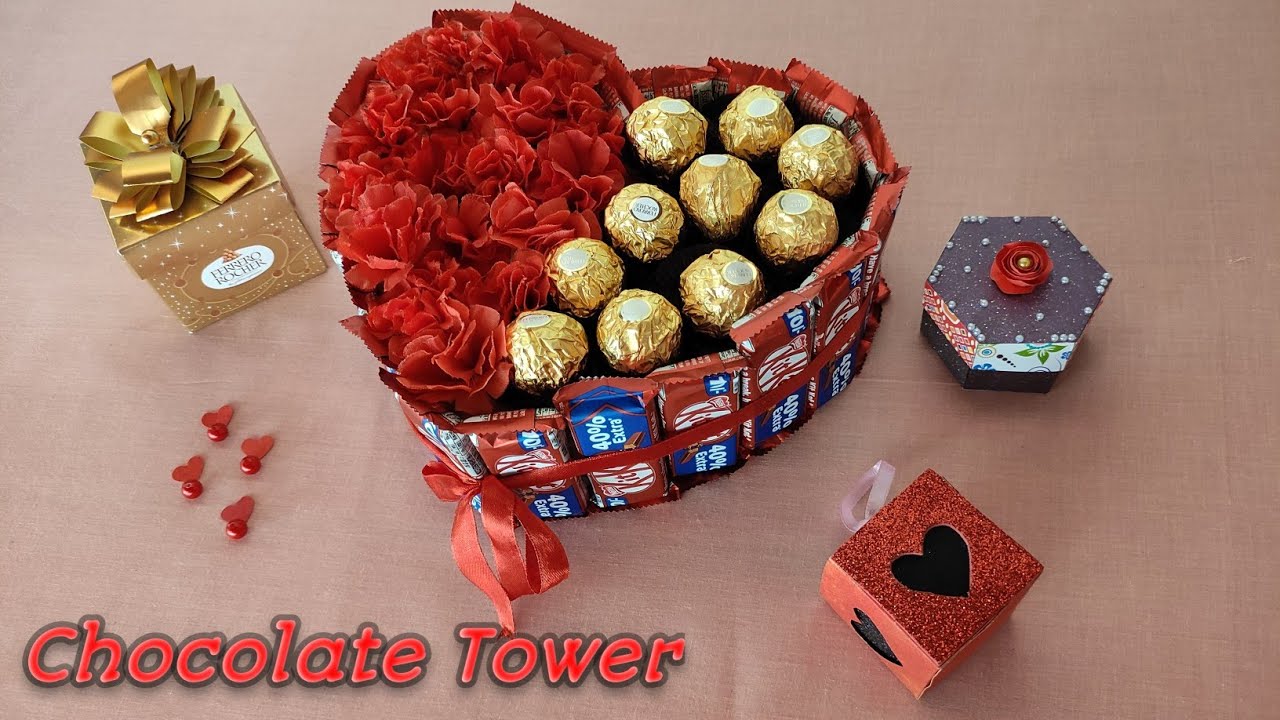 Heart shape kitkat chocolate tower🍫🎁
