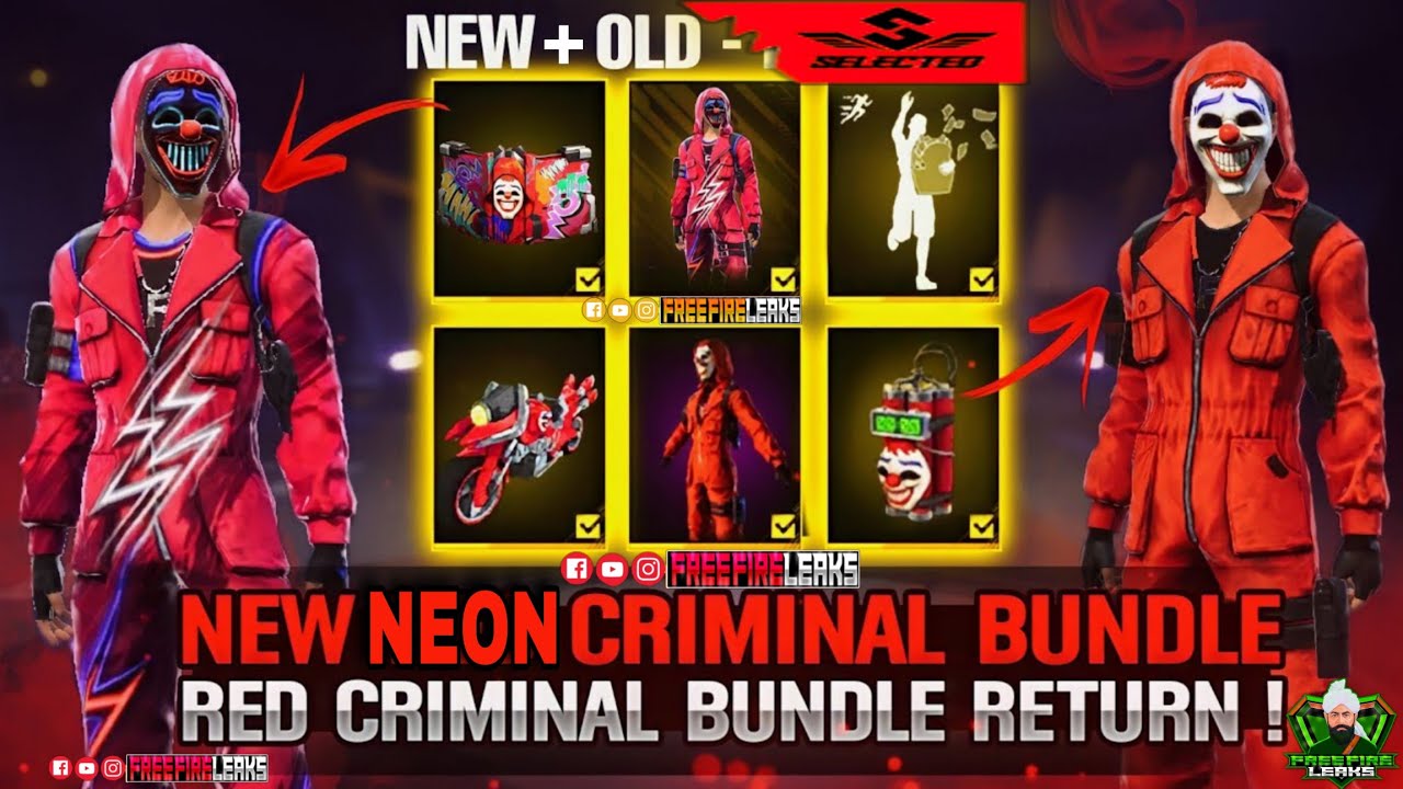 New Top Criminal Neon - All items review | Neon Criminal Bundle | Selected Series | Free Fire Leaks