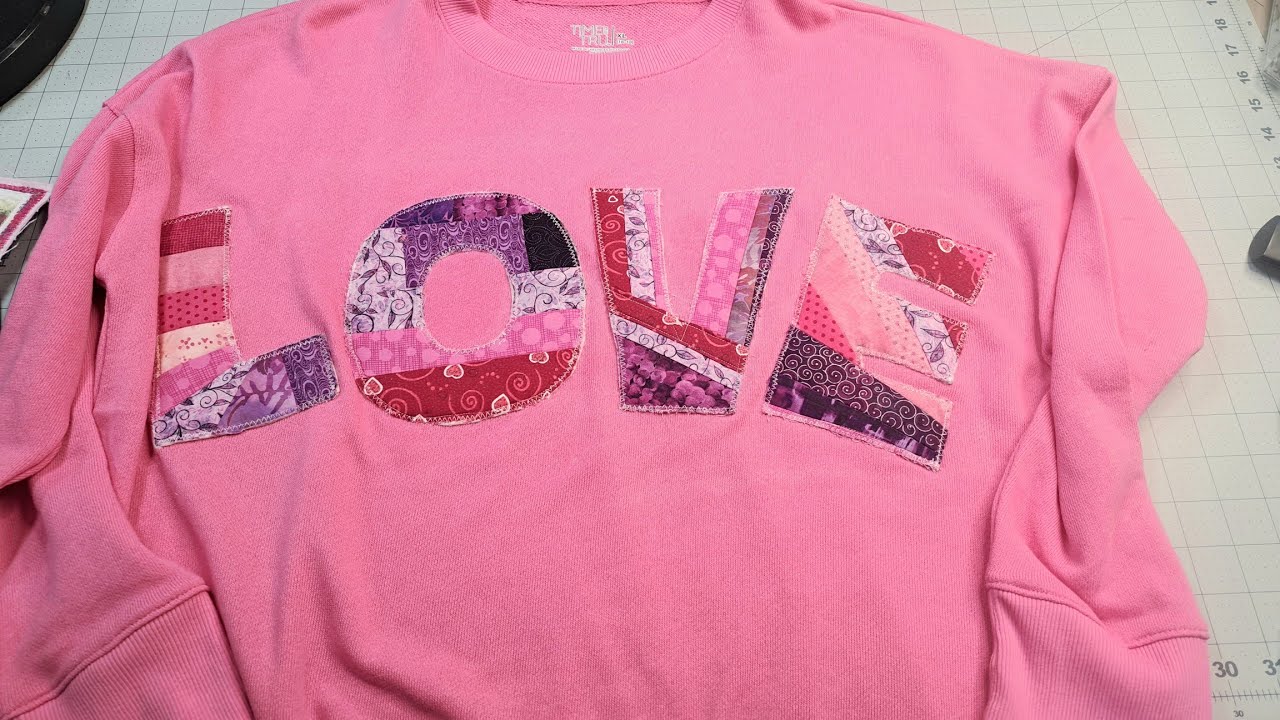 Babylock  Solaris 3 (Vision)-Scrappy quilting on my sweatshirt for Valentines day.