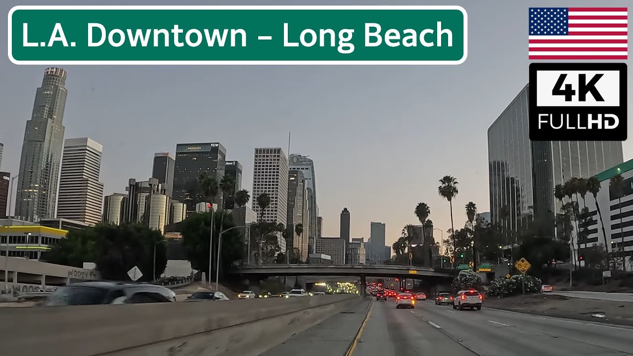 Los Angeles to Long Beach Sunset Drive, California USA | 4K ASMR Scenic Drive